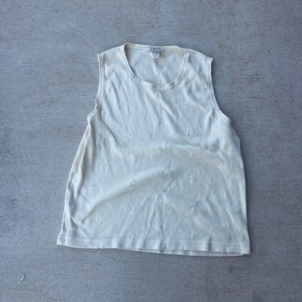 Vintage 90s Yellow Embroidered‎ Tank